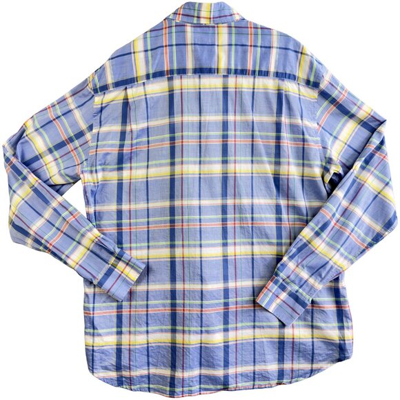 Paul & Shark  Plaid Cotton Button‑Down Shirt Blue Multi‑Color Italian Casual 43 - Picture 2 of 12